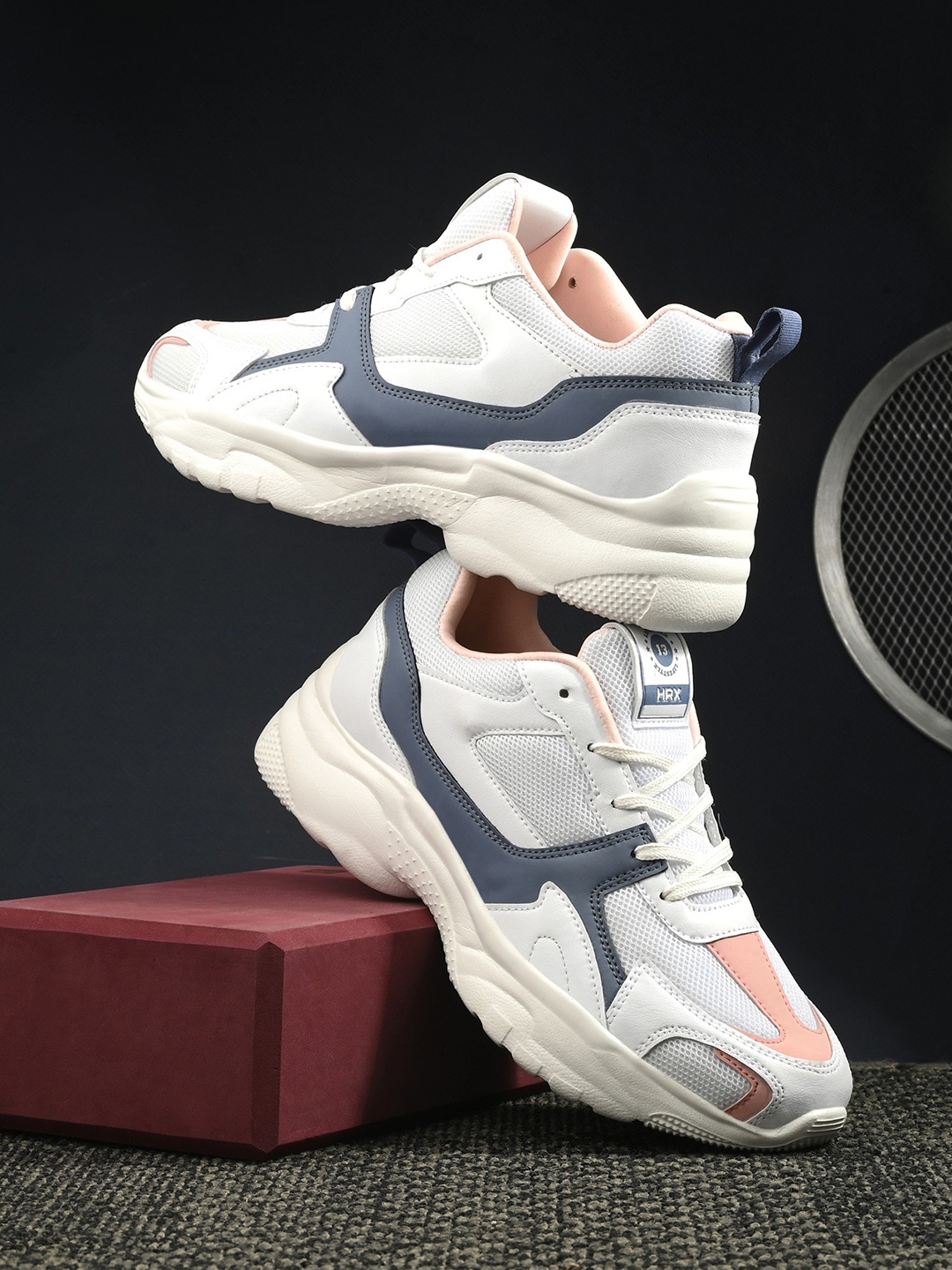 

HRX by Hrithik Roshan Women White & Pink Textured Chunky Sneakers