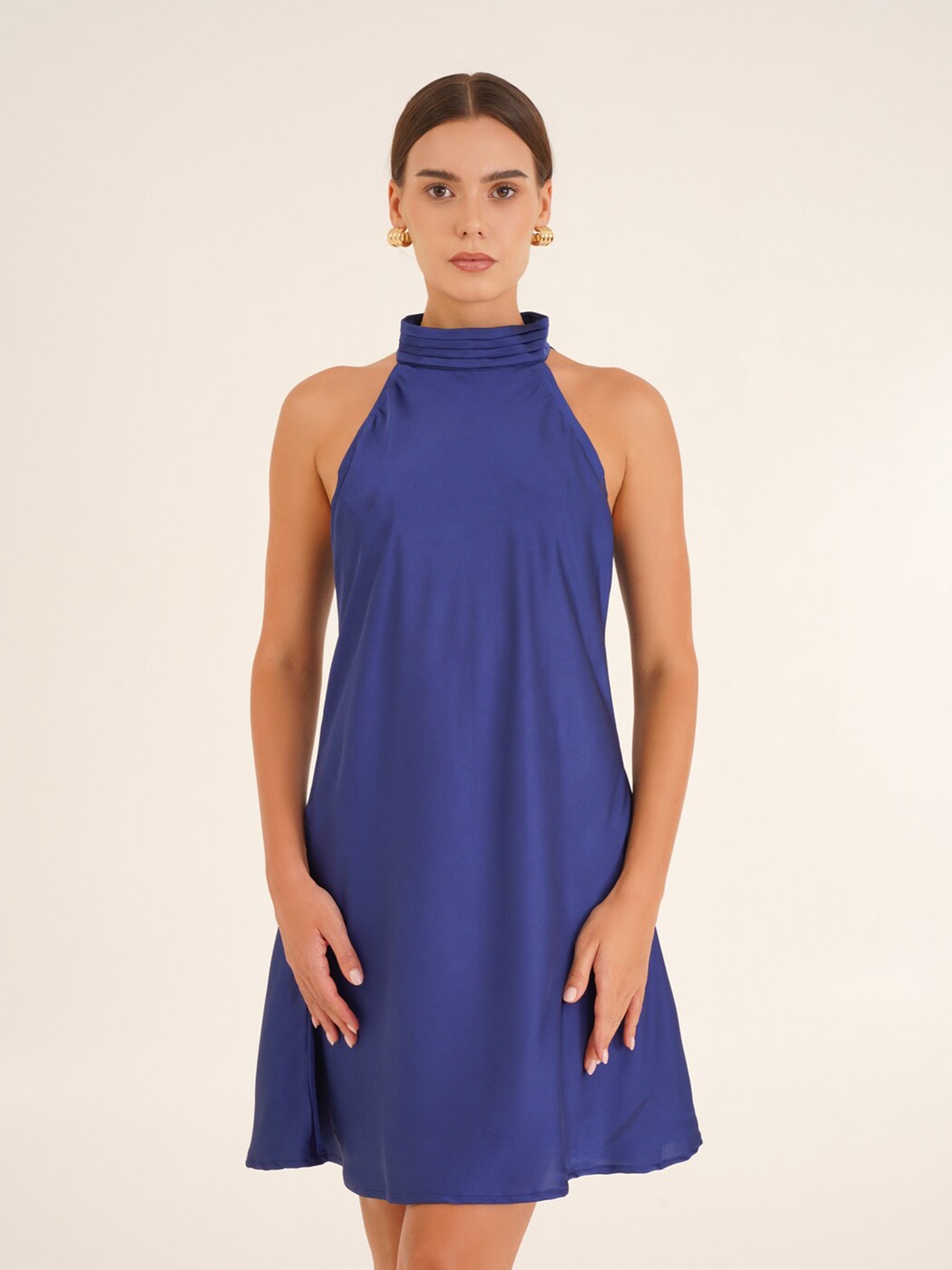 

Ipso Facto Round Neck Sleeveless A-Line Dress, Blue