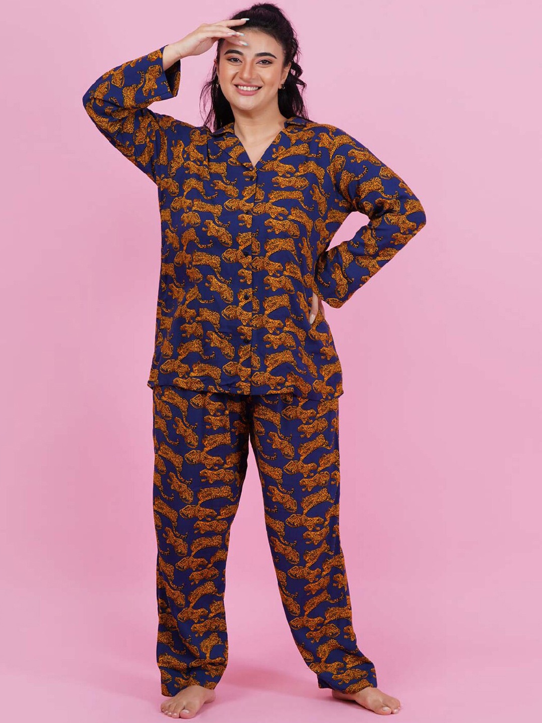 

LastInch Conversational Printed Night suit, Blue