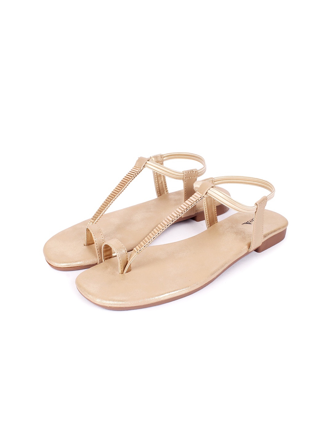 

WZAYA Embellished One Toe Flats With Backstrap, Rose gold