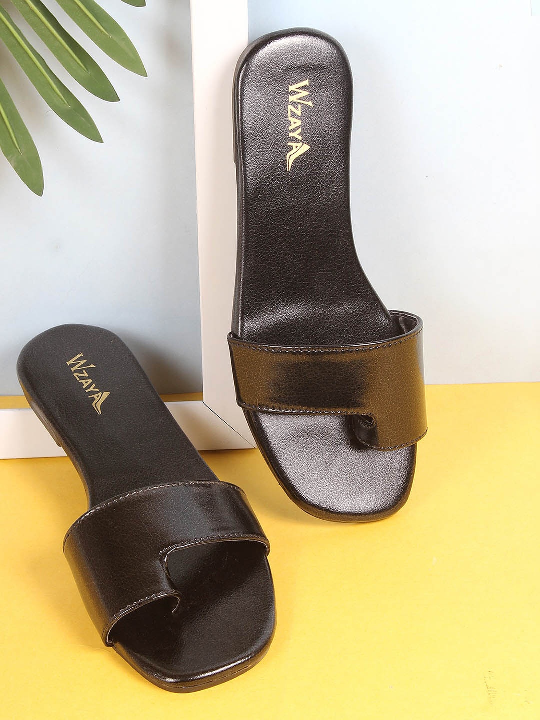 

WZAYA No Back Strap One Toe Flats, Black