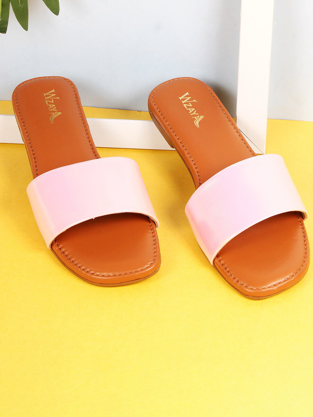 

WZAYA No Back Strap Open Toe Flats, Pink