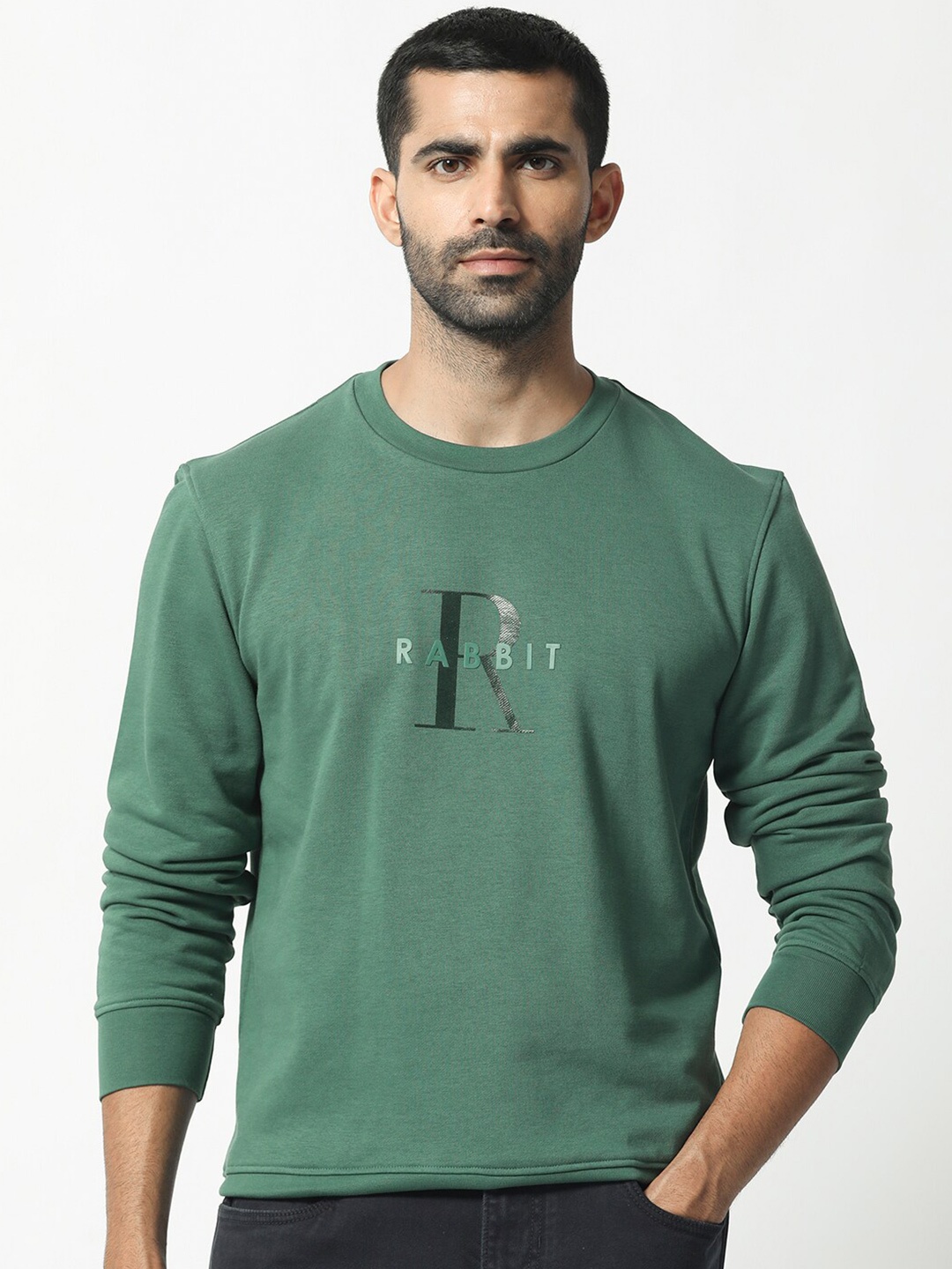 

RARE RABBIT Men Perez Graphic Print Logo Sweatshirt, Green