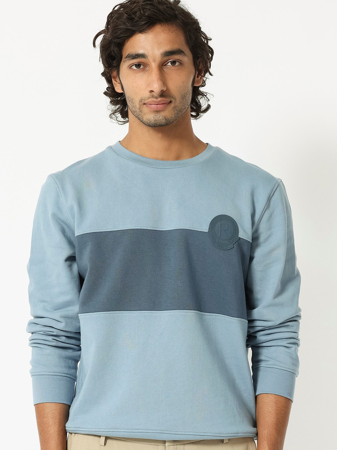 

RARE RABBIT Men Privett Round Neck Sweatshirt, Blue