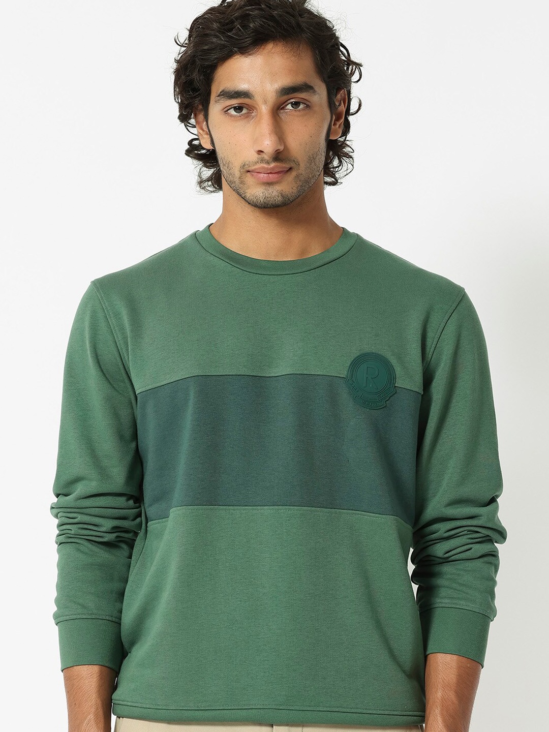 

RARE RABBIT Men Privett Round Neck Sweatshirt, Green