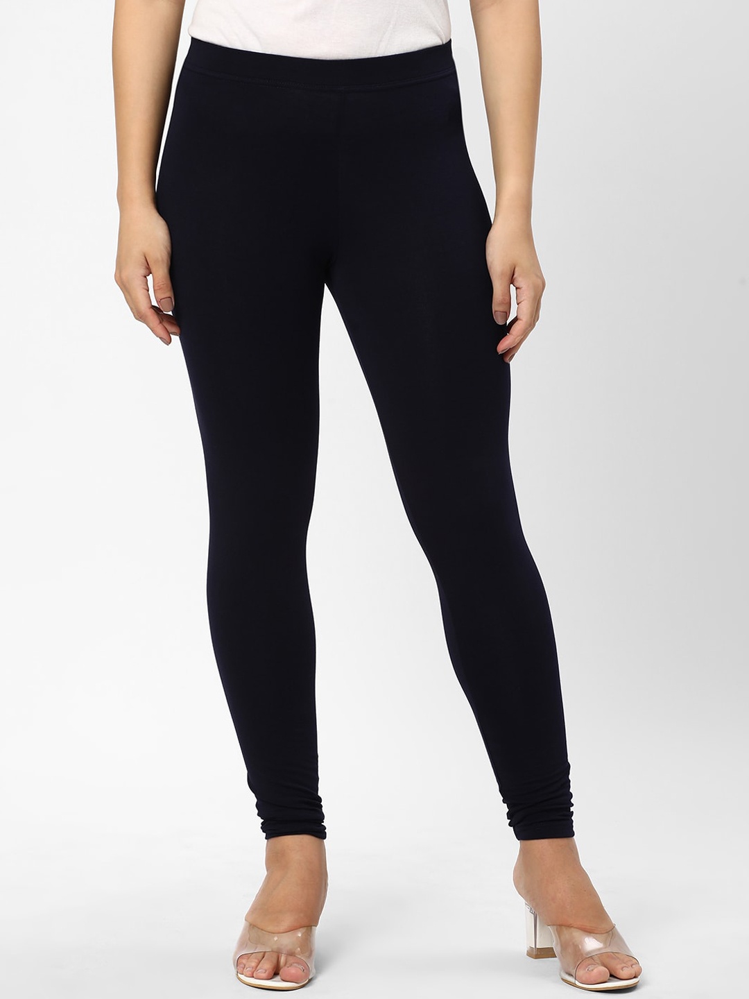 

R&B Churidar Length Cotton Leggings, Navy blue