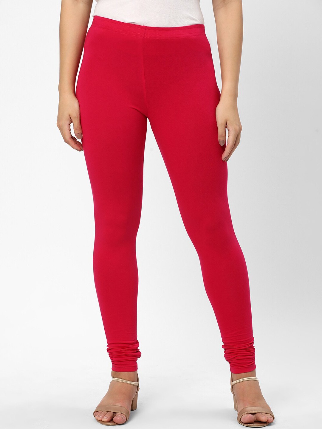 

R&B Churidar Length Cotton Leggings, Fuchsia