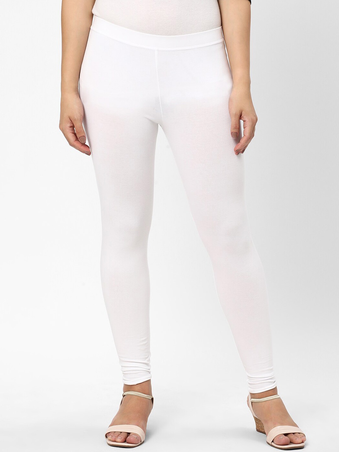 

R&B Churidar Length Cotton Leggings, White