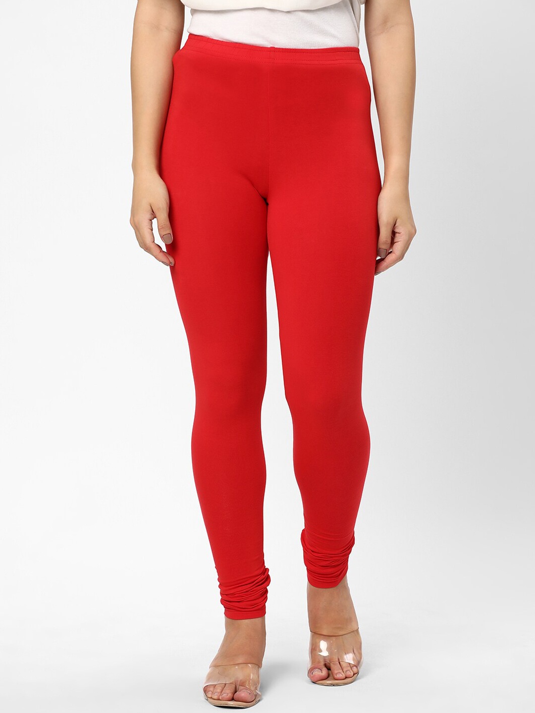 

R&B Cotton Churidar Length Leggings, Red