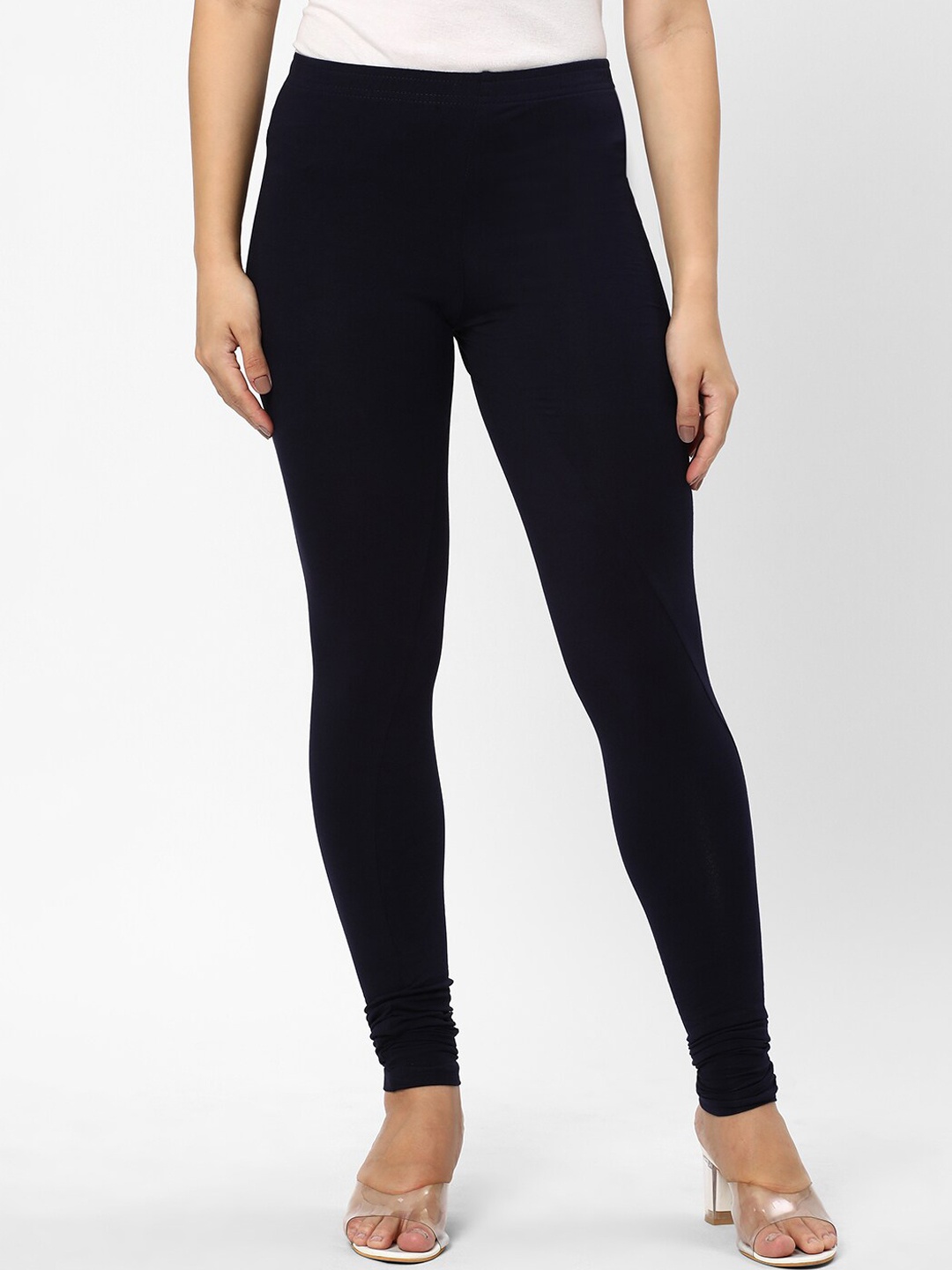 

R&B Churidar Length Cotton Leggings, Navy blue