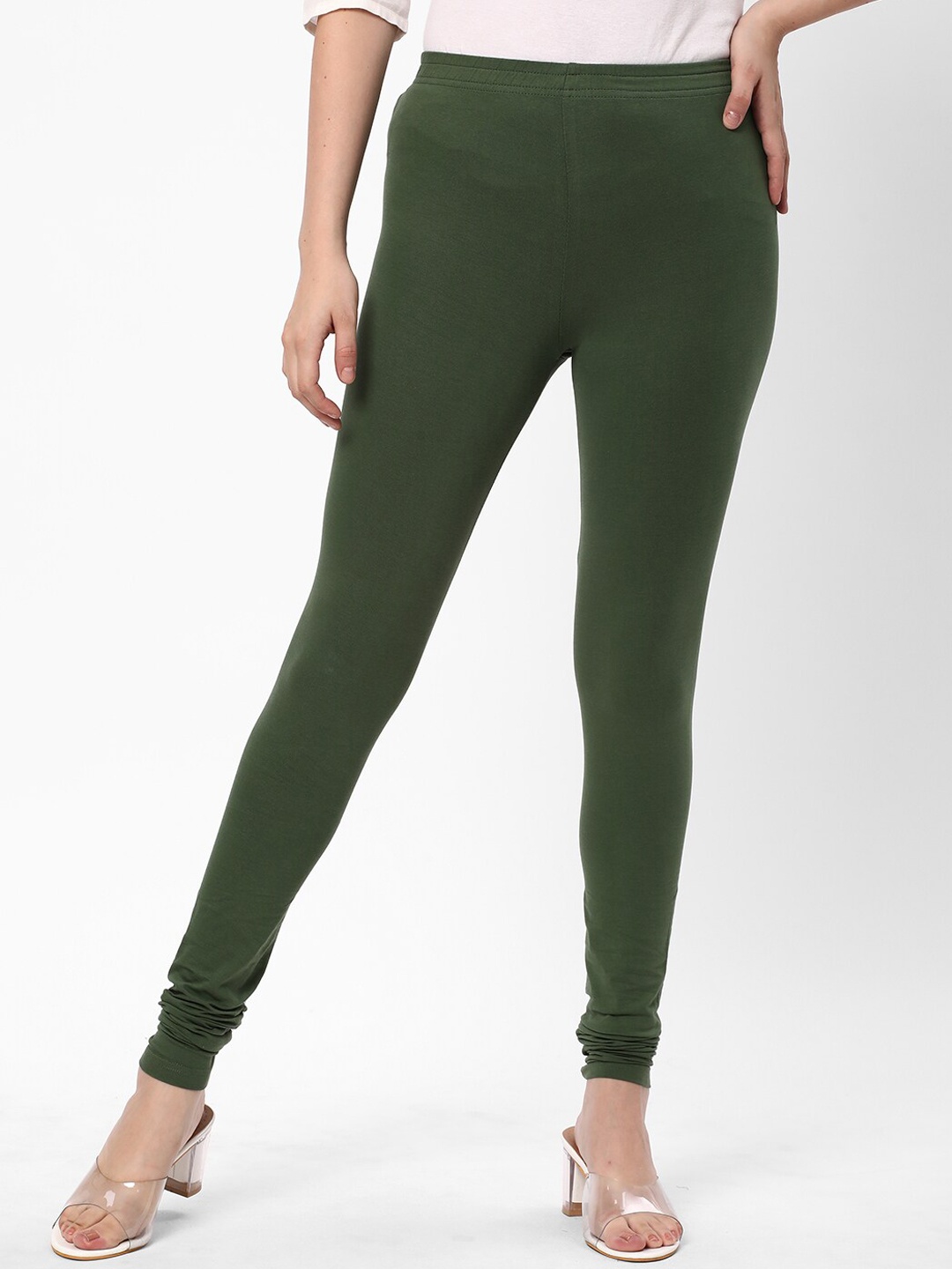 

R&B Churidar Length Cotton Leggings, Green