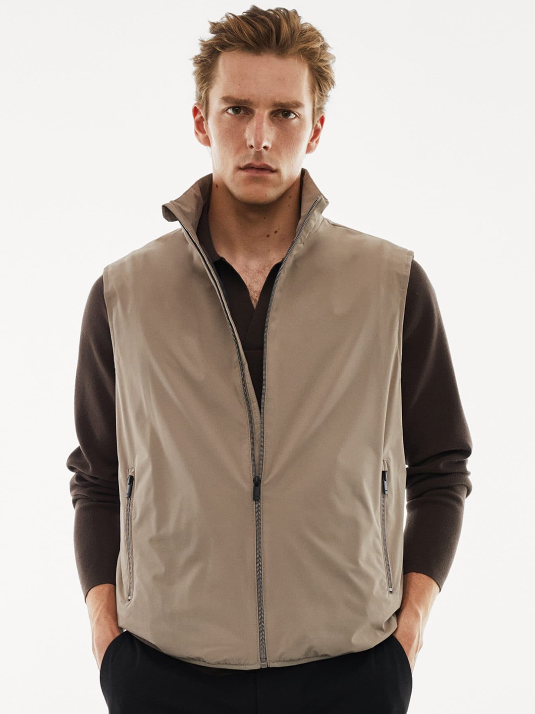 

MANGO MAN Sleeveless Padded Jacket, Beige