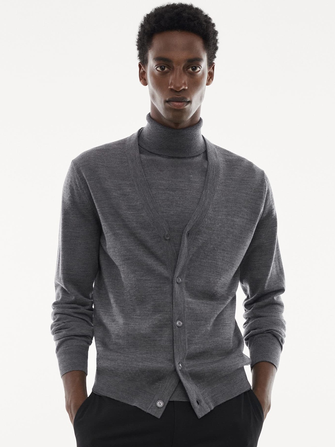 

MANGO MAN Woollen Cardigan, Grey