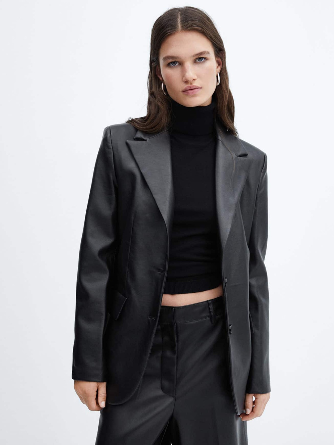 

MANGO Notched Lapel Semi Formal Blazer, Black