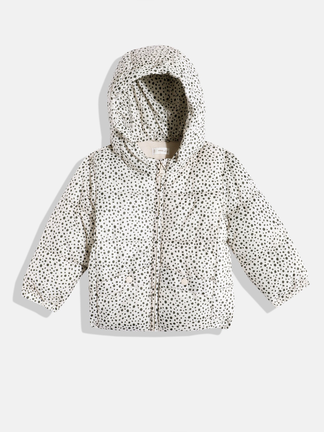 

Mango Kids Girls Polka Dot Print Puffer Jacket, Off white