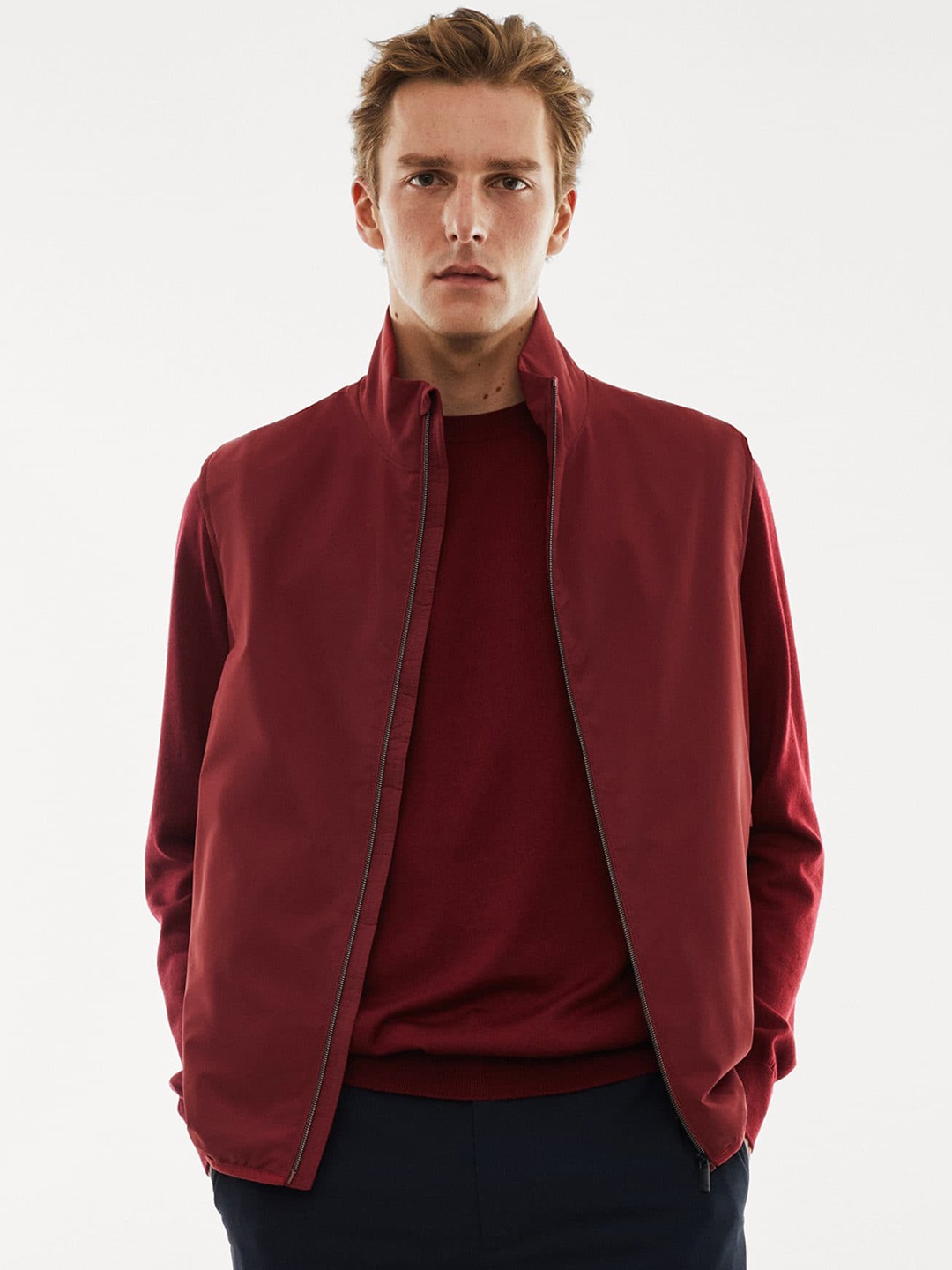 

MANGO MAN Mock Collar Tailored Jacket, Red