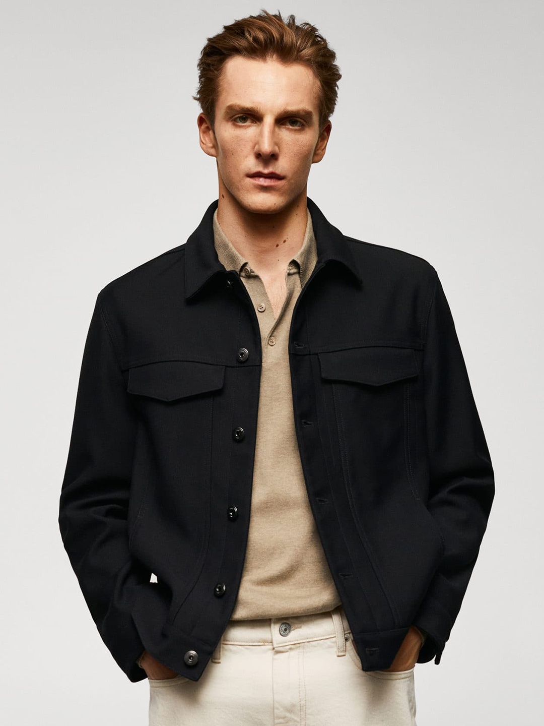 

MANGO MAN Pocket Detail Twill Tailored Jacket, Black
