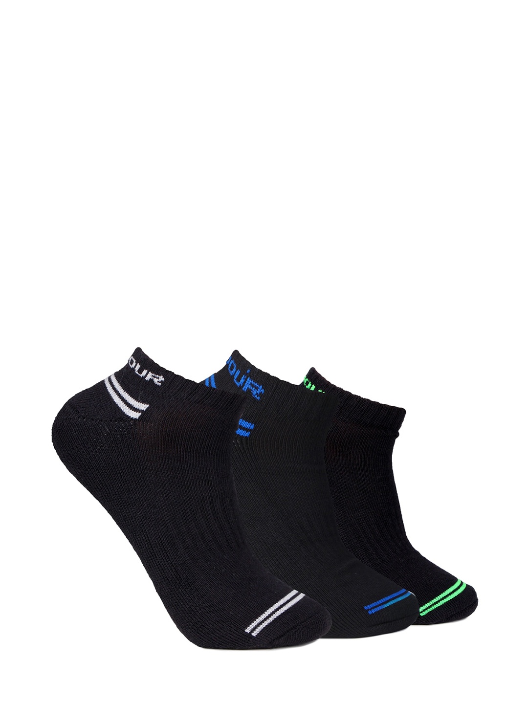 

Bonjour Men Pack Of 3 Cotton Ankle Length Socks, Black