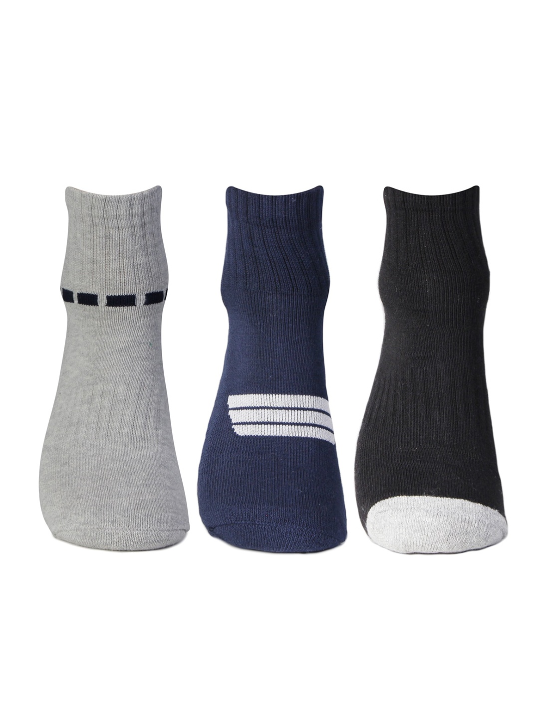 

Bonjour Men Pack Of 3 Assorted Cotton Ankle Length Cushioned Socks
