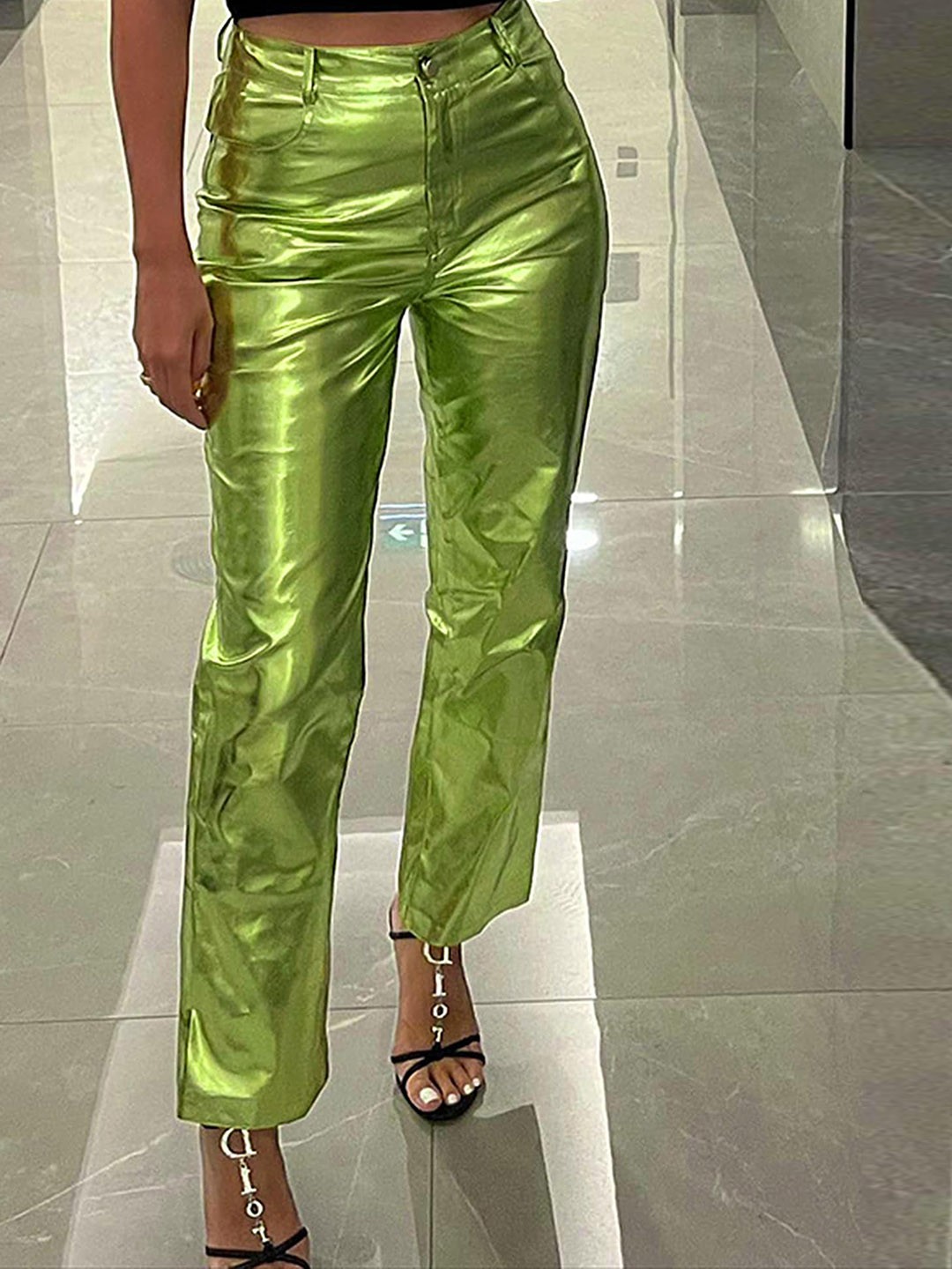 

LULU & SKY Women Straight Fit High-Rise Casual Trousers, Green