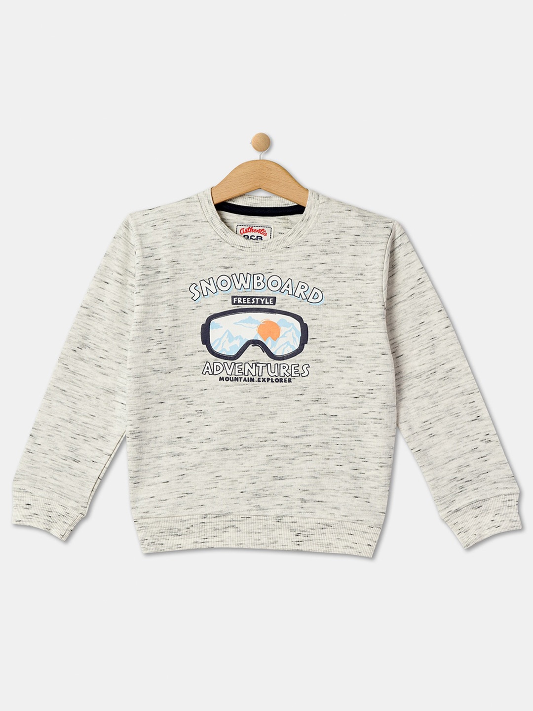

R&B Boys Graphic Printed Cotton Sweatshirt, Grey