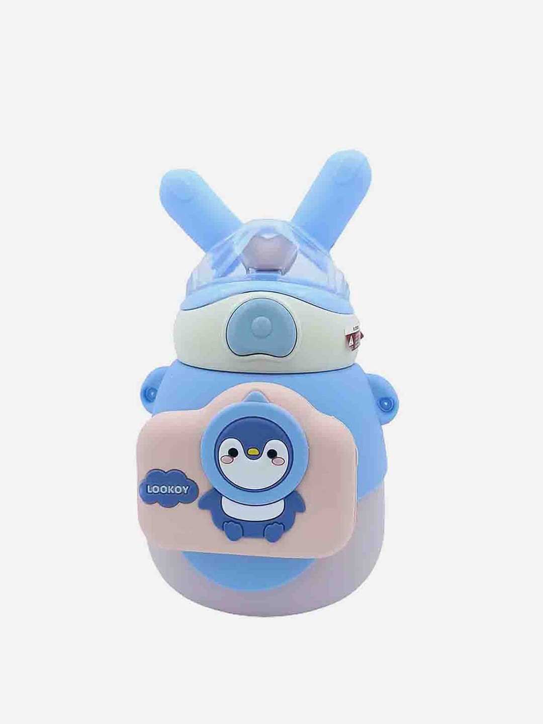 

Little Surprise Box LLP Kids Blue Pengiun Water Bottle with Soft 3D Horn -550 ml