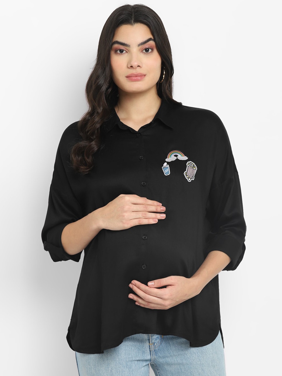 

Momsoon Maternity Print Shirt Style Top, Black