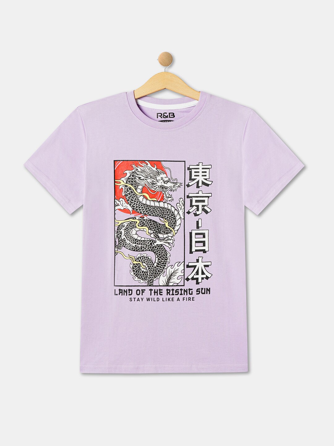 

R&B Boys Graphic Printed Cotton Casual T-shirt, Purple