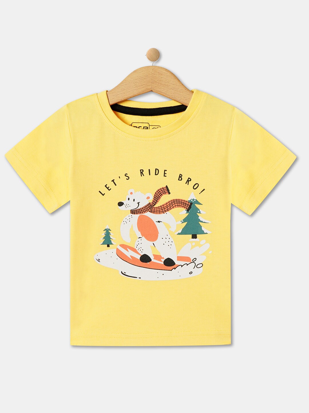 

R&B Boys Graphic Printed Cotton T-shirt, Yellow
