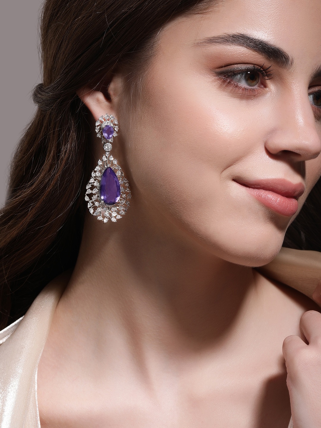 

Rubans Silver-Plated Oval Drop Earrings