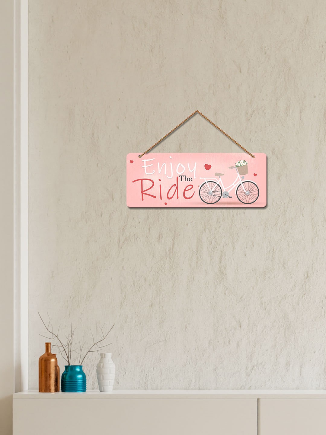 

ArtVibes Pink Enjoy Ride Quote Wooden Wall Hanging