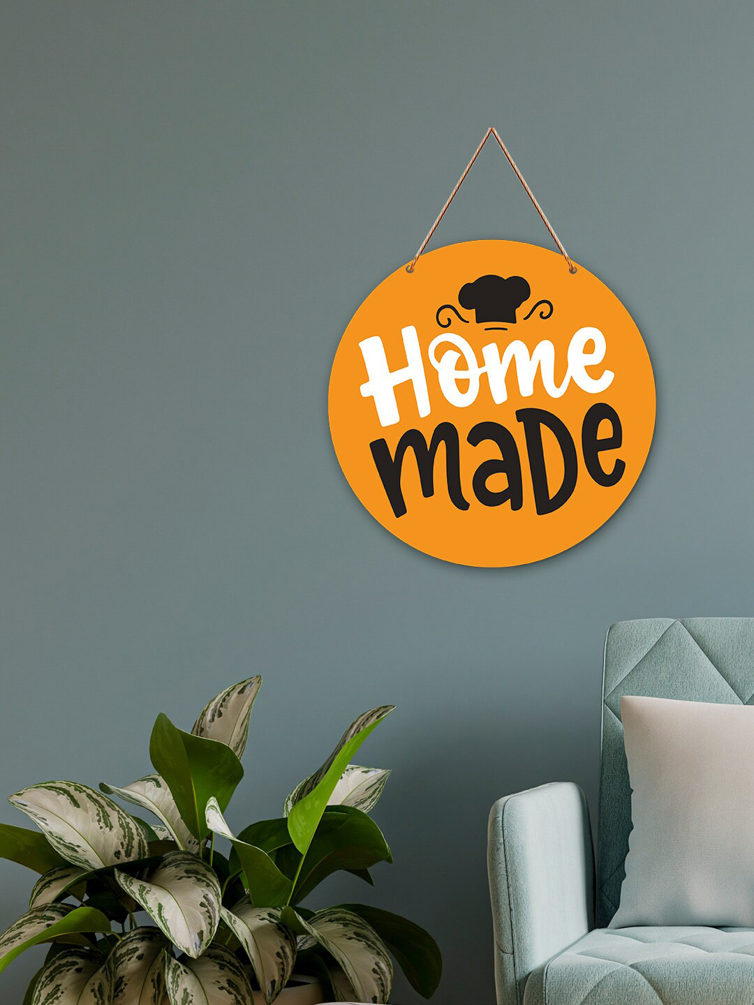 

ArtVibes Orange Home Made Quote Wooden Wall Hanging