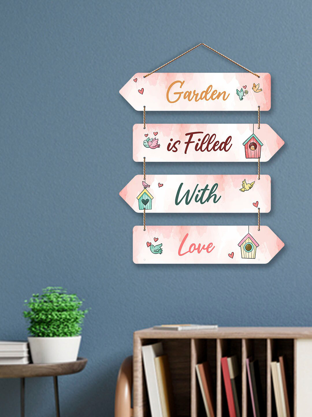 

ArtVibes Peach-colored & White Motivational Quotes Rectangle Wooden Wall Hanging