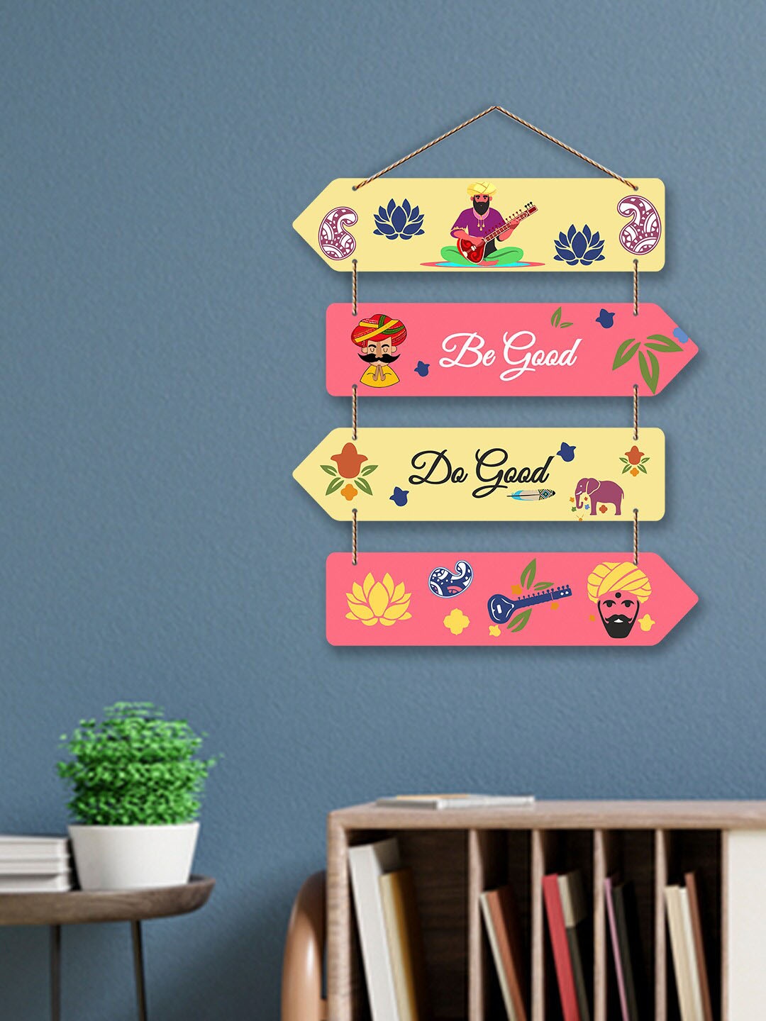 

ArtVibes Pink & Yellow Motivational Quotes Rectangle Wooden Wall Hanging