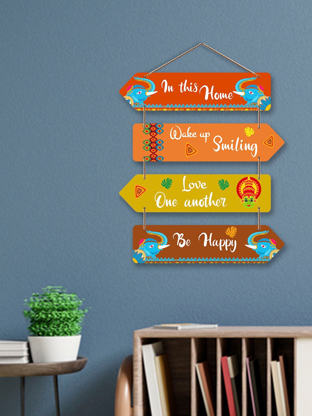 

ArtVibes Red & Orange Motivational Quotes Rectangle Wooden Wall Hanging