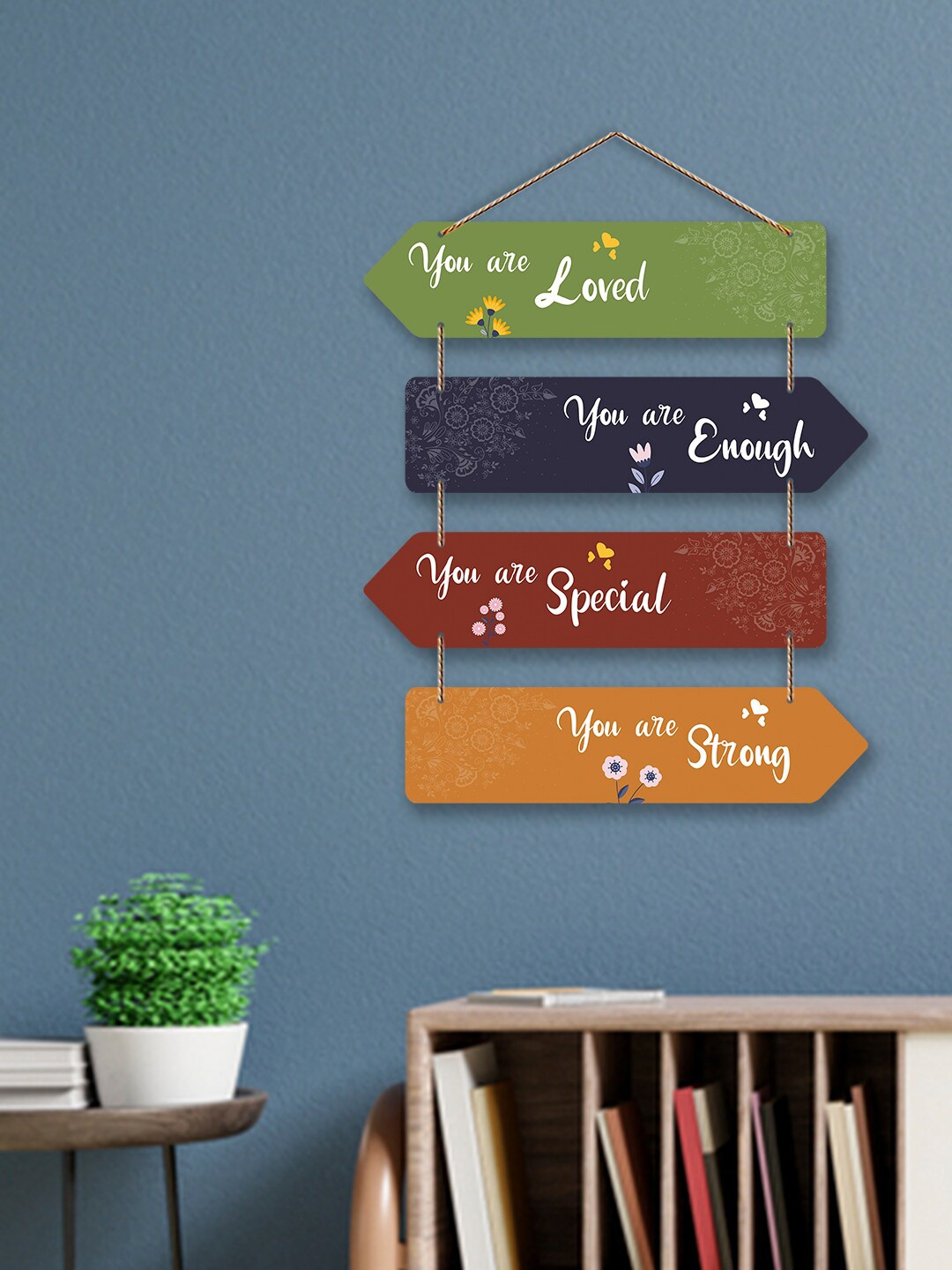 

ArtVibes Maroon & Green Love Quotes Painted Rectangle Wooden Wall Hanging