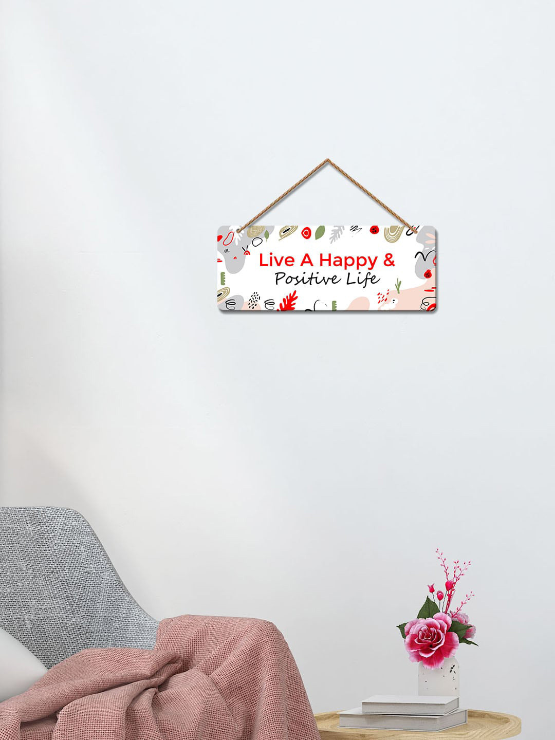 

ArtVibes White & Orange Motivational Quotes Painted Wooden Wall Hanging