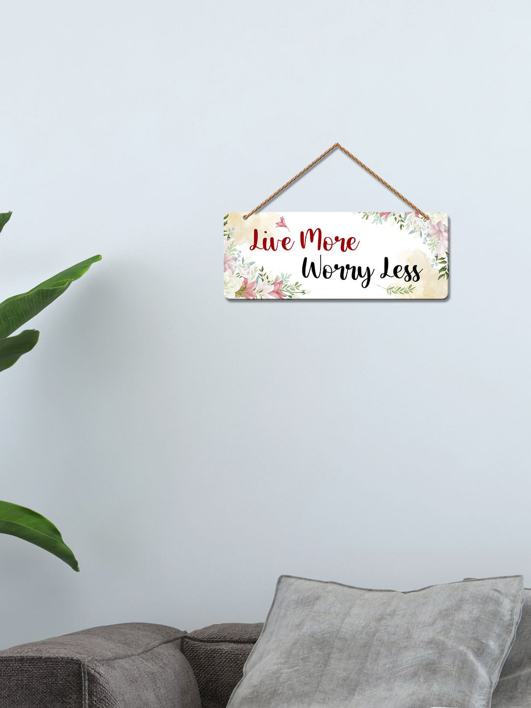 

ArtVibes Pink & White Motivational Quotes Painted Wooden Wall Hanging