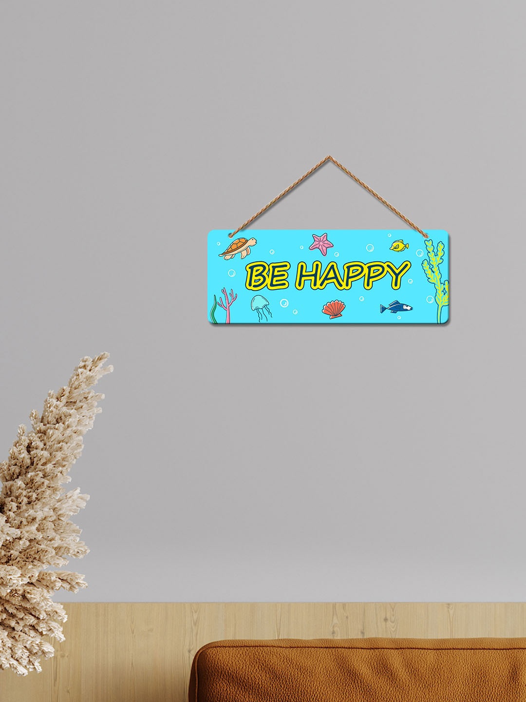 

ArtVibes Blue & Yellow Motivational Quotes Painted Wooden Wall Hanging