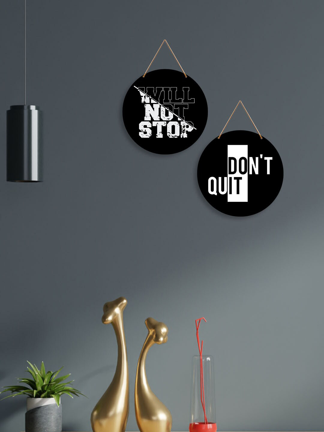 

ArtVibes Black & White 2 Pieces Motivational Quote Painted Wooden Wall Hangings