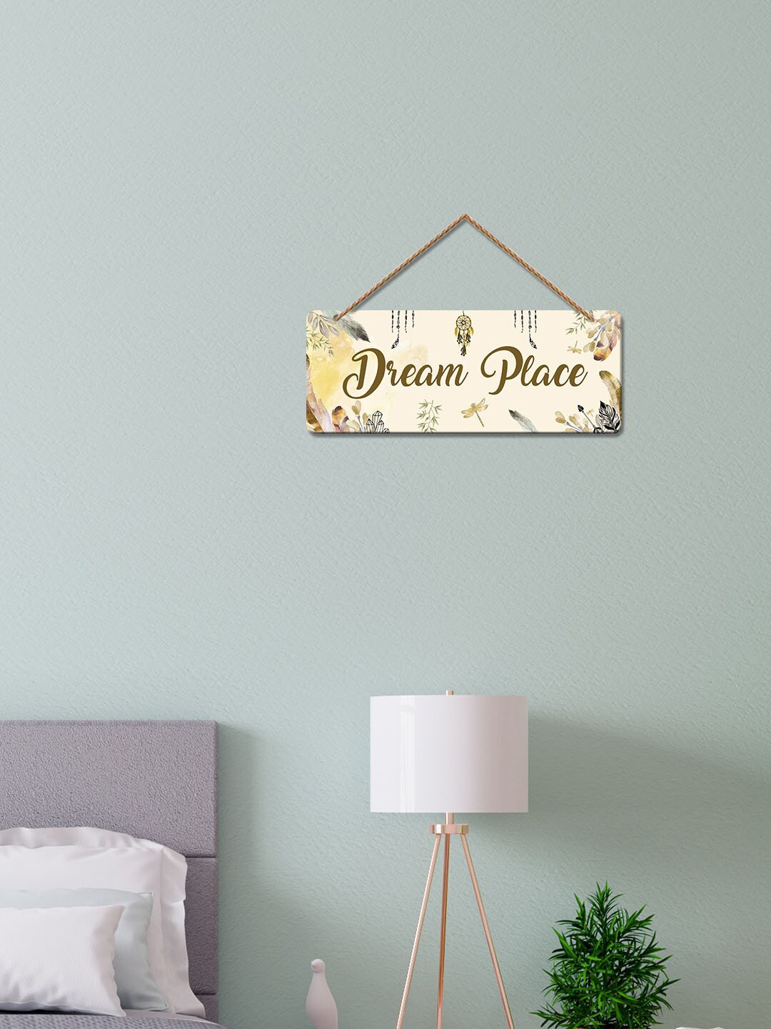 

ArtVibes Beige & Brown Dream Place Quotes Painted Wooden Wall Hanging