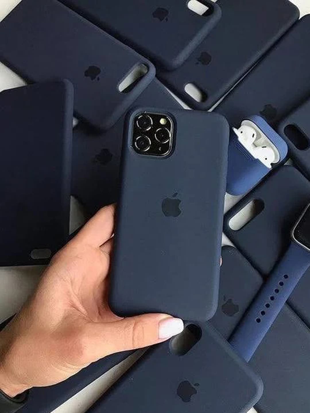 

TREEMODA Silicone iPhone 15 Plus Back Case, Navy blue