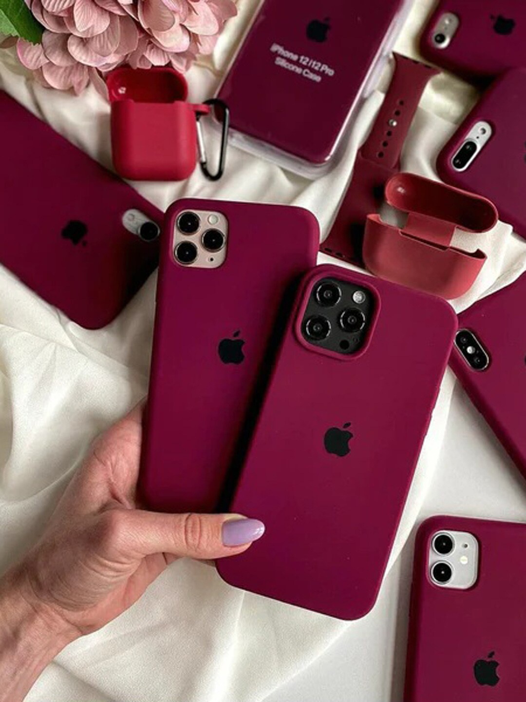 

TREEMODA Silicone iPhone 15 Back Case, Mauve