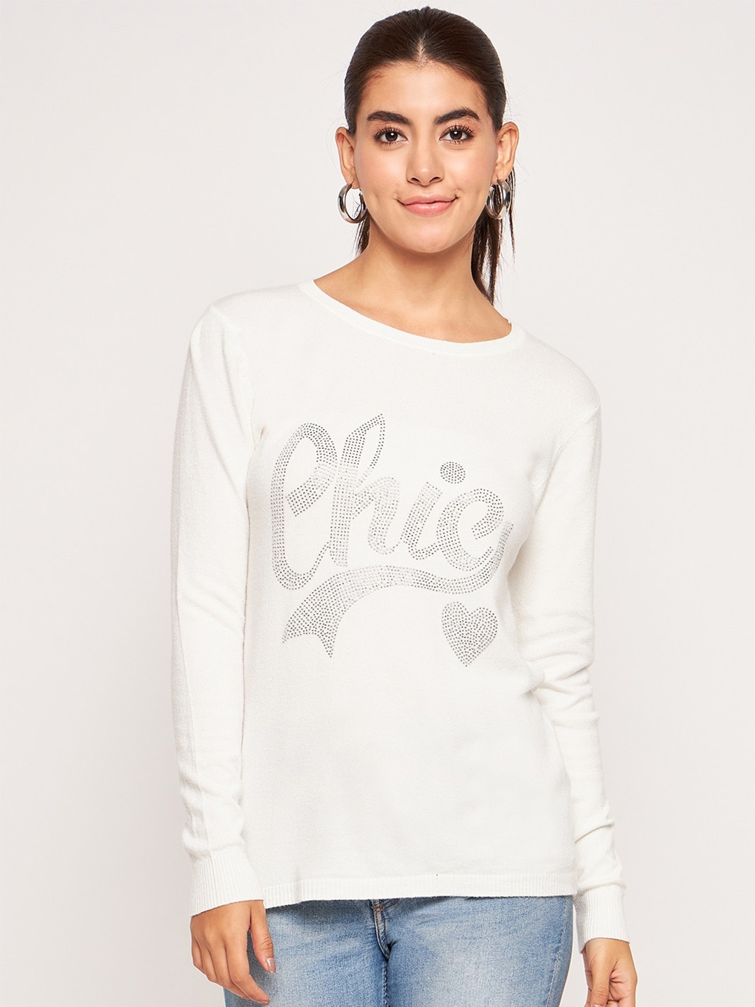 

Camey Embellished Woollen Pullover, White