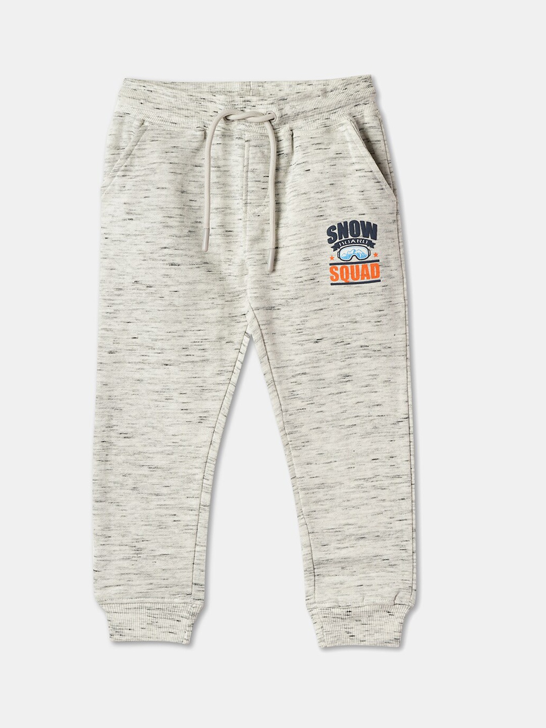 

R&B Boys Mid-Raise Relaxed Fit Cotton Joggers, Grey melange