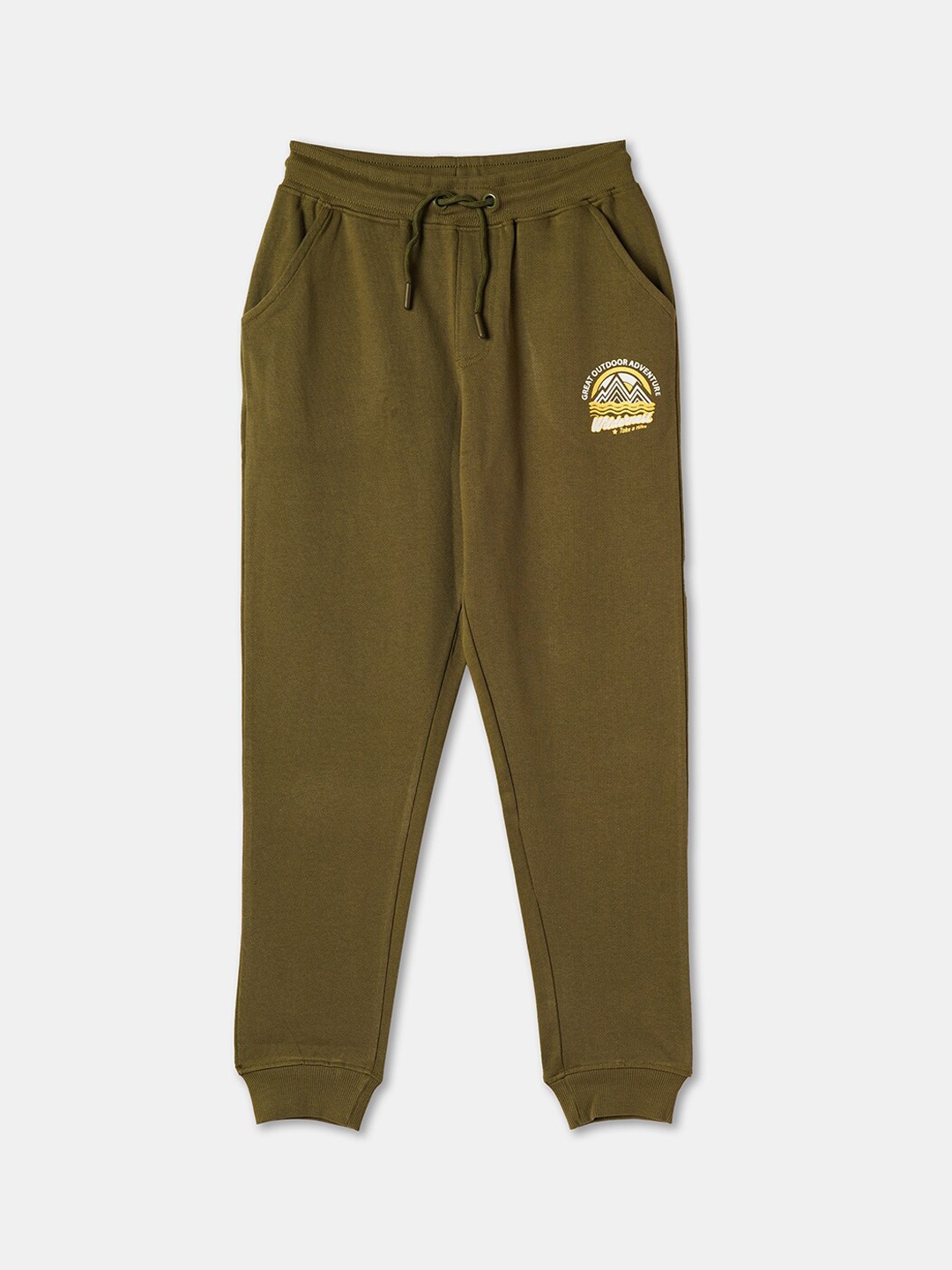 

R&B Boys Mid-Raise Relaxed Fit Cotton Joggers, Olive