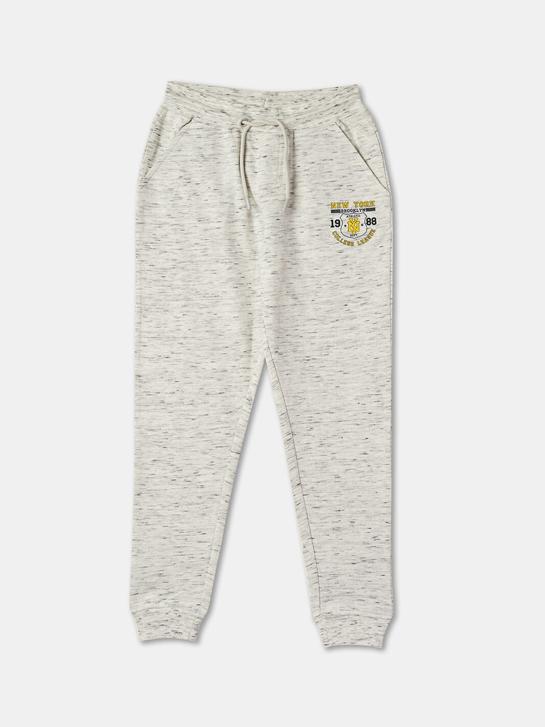 

R&B Boys Mid-Raise Relaxed Fit Cotton Joggers, Grey melange