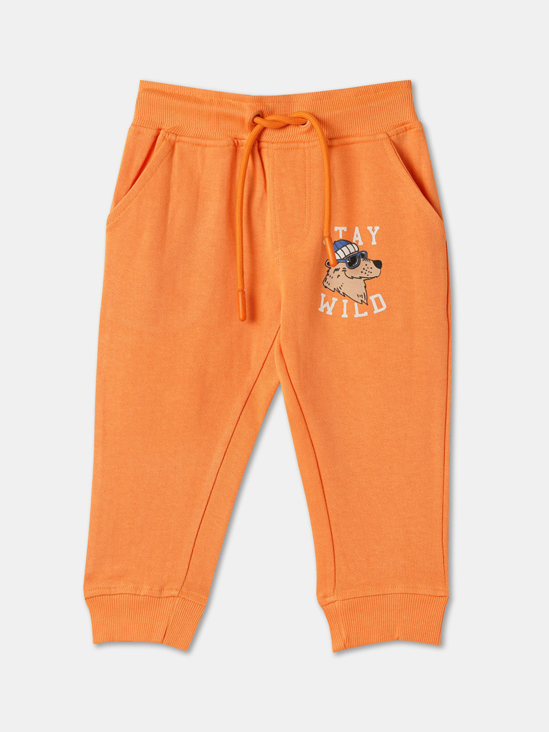 

R&B Infant Boys Mid-Raise Relaxed Fit Cotton Joggers, Orange