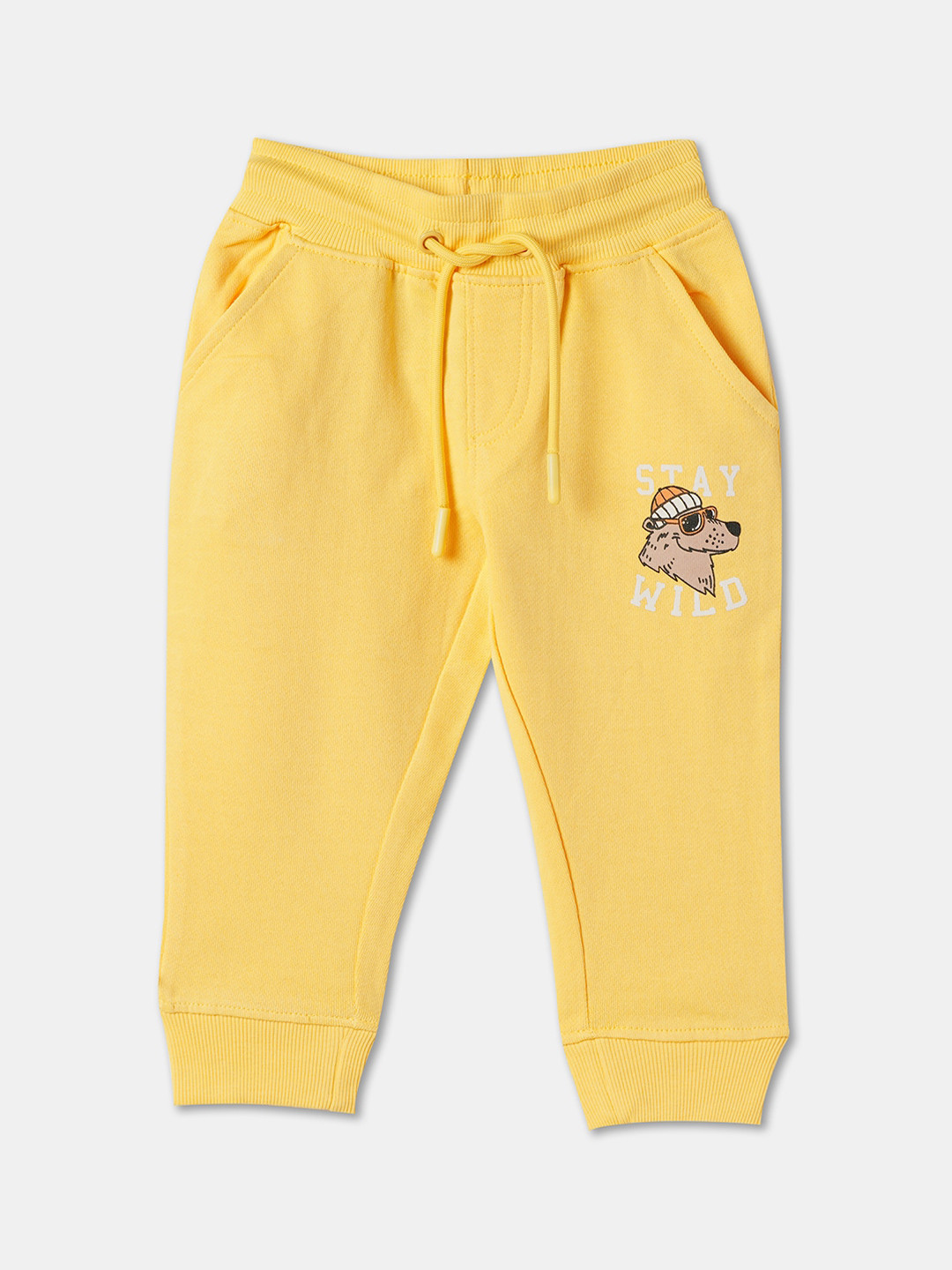 

R&B Boys Relaxed Fit Mid-Rise Cotton Joggers, Yellow