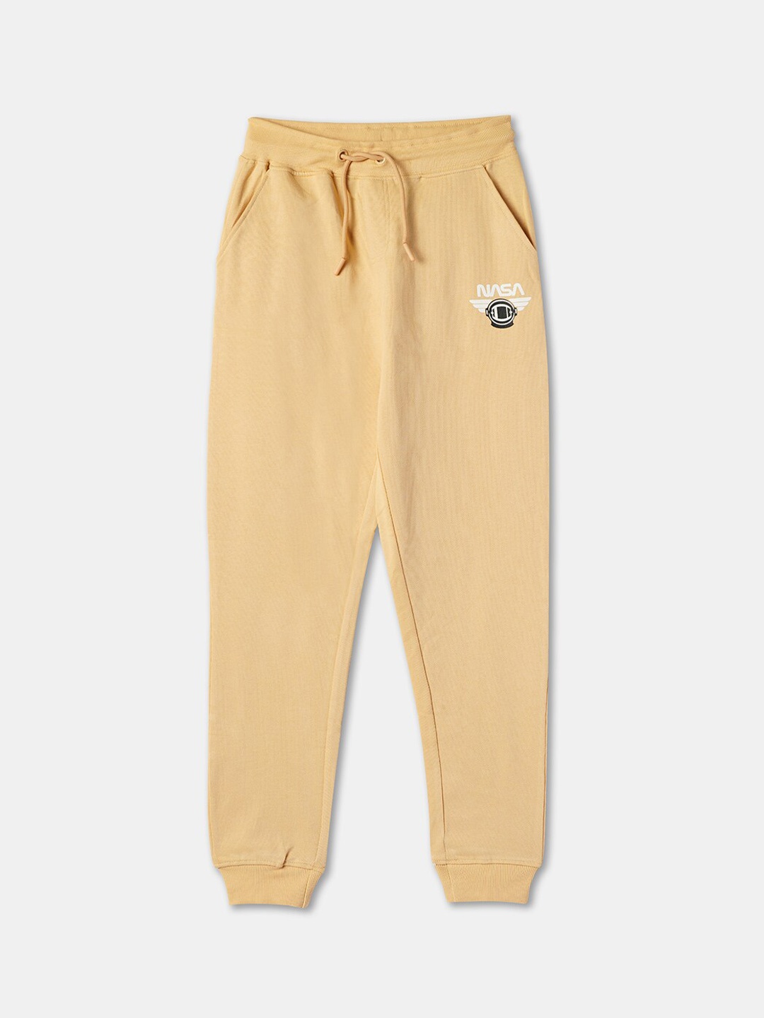 

R&B Boys Relaxed Fit Mid-Rise Cotton Joggers, Beige